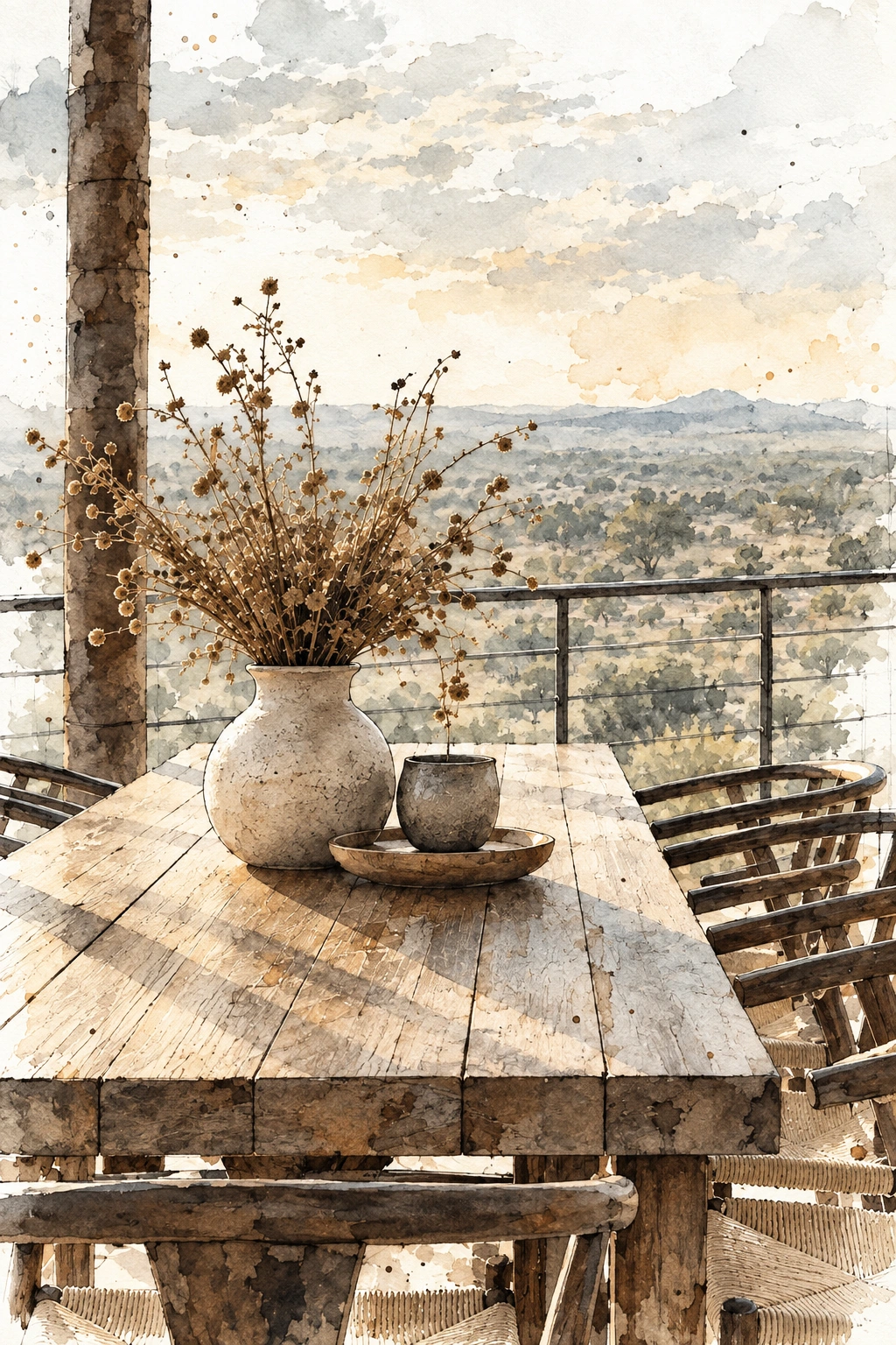 At the open edge / a table with a view